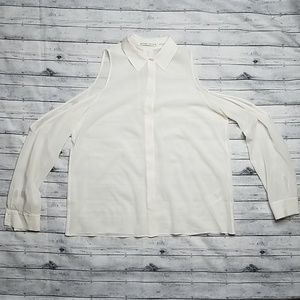 Alice +olivia | cold shoulder silk blouse